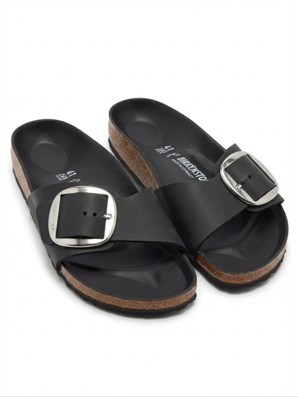 Birkenstock Madrid Big Buckle Black Oiled Leather Sandals Women's Size 41 US 10